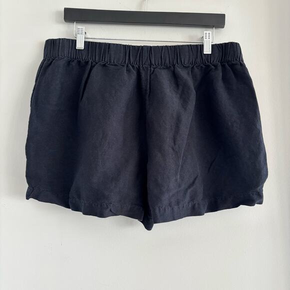 Loft Black Linen Blend Shorts Relaxed Side Pockets Women's Size Large - Picture 3 of 7